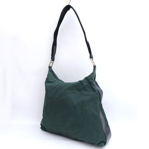 Prada Nylon Leather One Shoulder Guarantee Bag Green